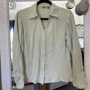 V-Neck Button Up Blouse